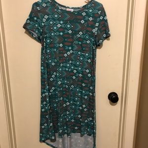 LuLaRoe Green and Salmon Carly Dress - XS